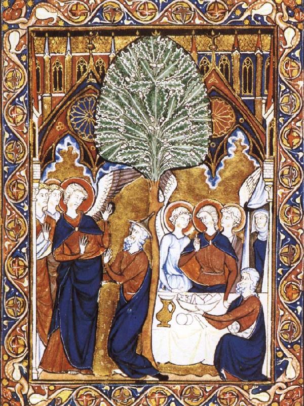 unknow artist The guest friendship of Abraham in the woods of Mamre, Page from the psalter of Lodewijk the Heijlige